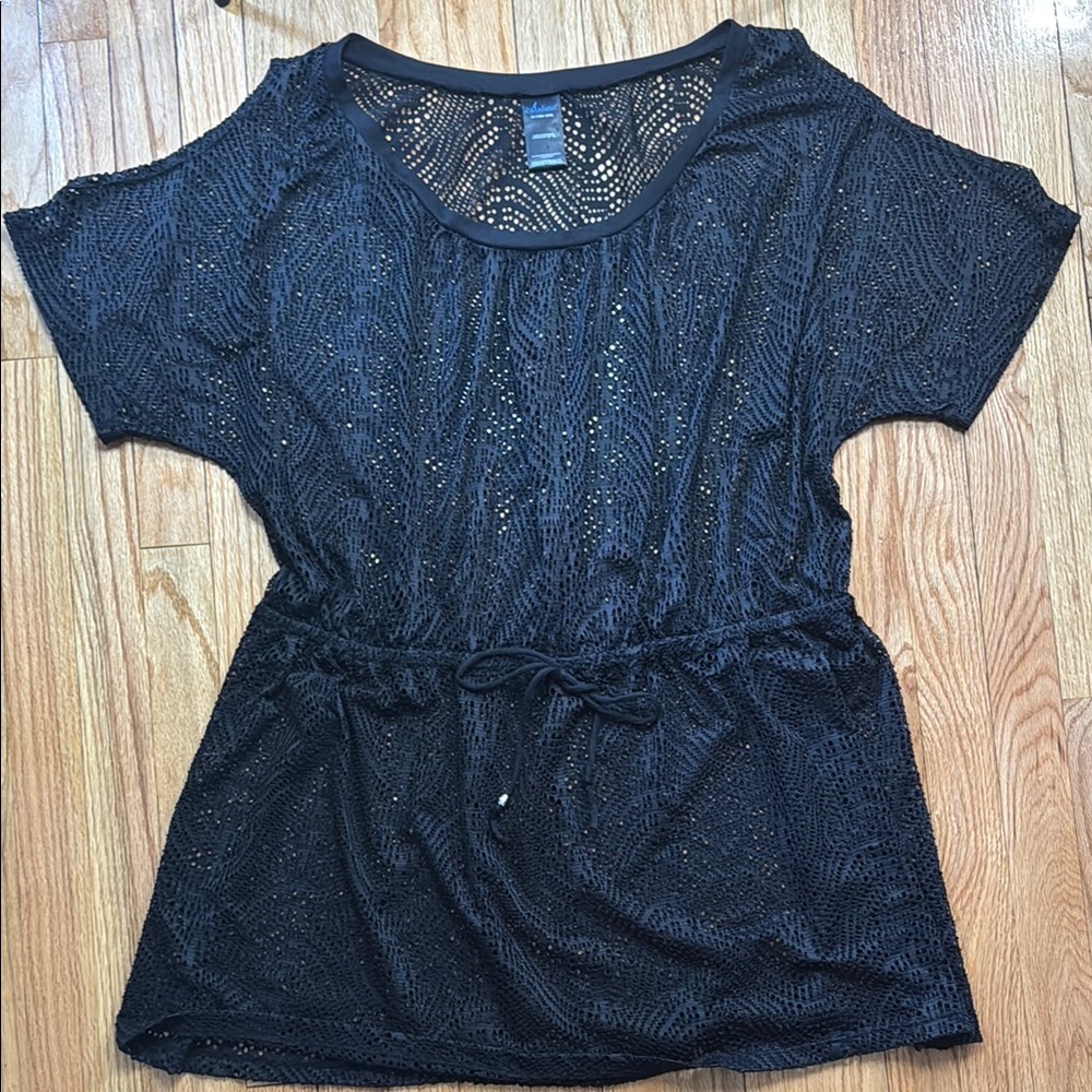 Catalina Swim Cover Up Woman's Black Sheer Swimsuit Coverup 2X